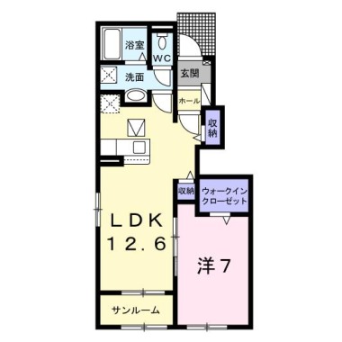 グランレジデンス穴吹D 103の間取り図