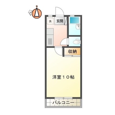 蔵本元町 マンション 1K 28の間取り図