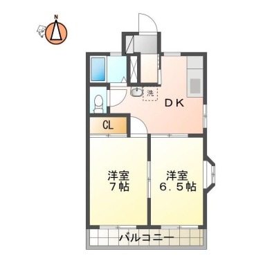 蔵本元町 マンション 2DK 31の間取り図