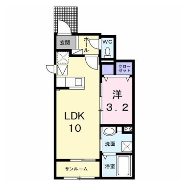 フォンテーヌ 小松島B 102の間取り図