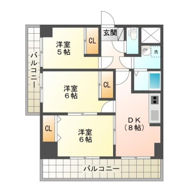 仲之町 マンション 3DK 201の間取り図