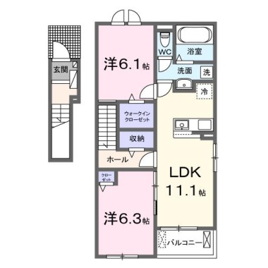 エクラデサージュ見能林I 201の間取り図