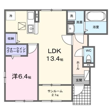アデル・クラージュ羽ノ浦 II 101の間取り図