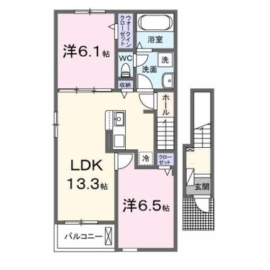 アルーン富岡 A 201の間取り図