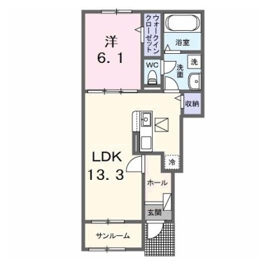 アルーン富岡 B 102の間取り図