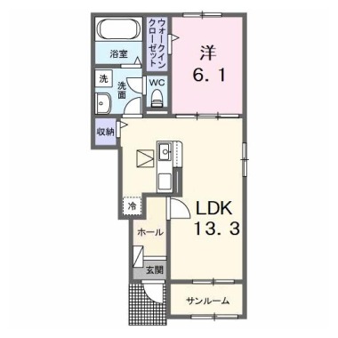 アルーン富岡 B 105の間取り図