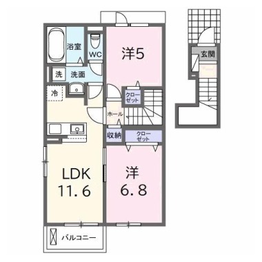 エクラデサージュ見能林II 202の間取り図