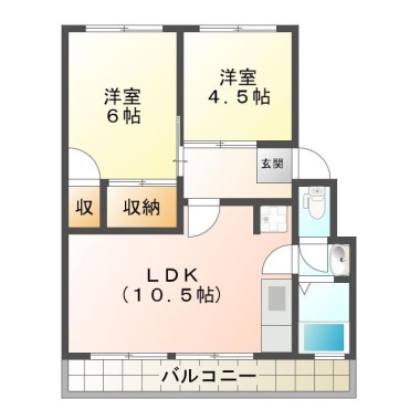 春日 マンション 2LDK 201の間取り図
