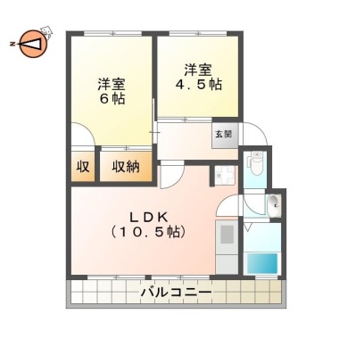 春日 マンション 2LDK 203の間取り図