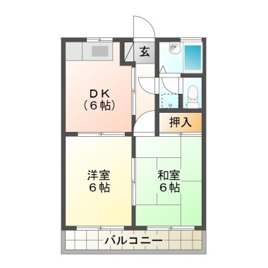 中吉野町 アパート 2DK 102の間取り図