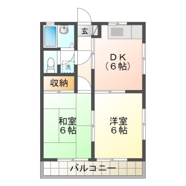 中吉野町 アパート 2DK 201の間取り図