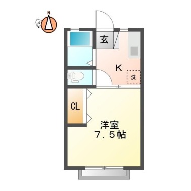 南庄町 アパート 1DK 101の間取り図