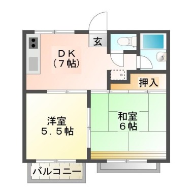 北田宮 アパート 2DK 101の間取り図