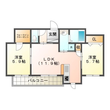 ベレオクレーヴ住吉 202の間取り図