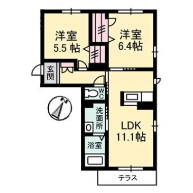 シャーメゾングランデ 101の間取り図