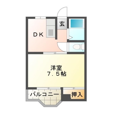 佐古七番町 マンション 1DK 203の間取り図