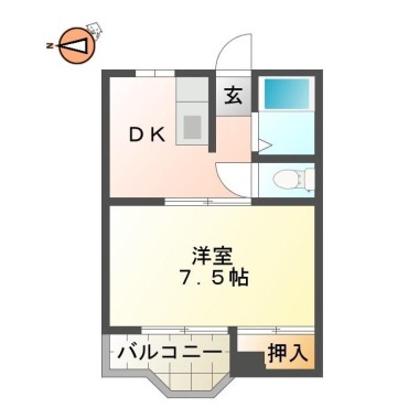 佐古七番町 マンション 1DK 303の間取り図