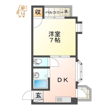 佐古七番町 マンション 1DK 306の間取り図