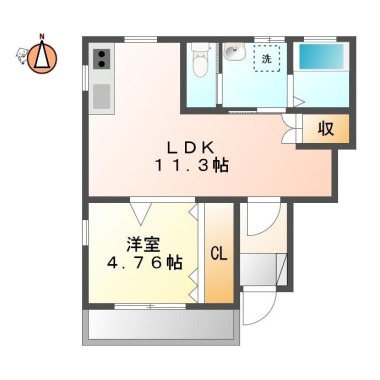 南庄町 アパート 1LDK 105の間取り図