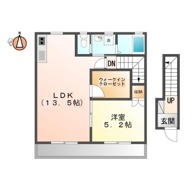 南庄町 アパート 1LDK 205の間取り図