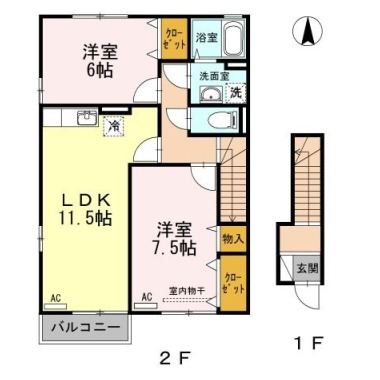コスモスクエア D棟 A201の間取り図