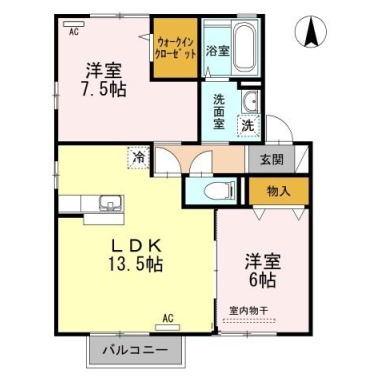 コスモスクエア D棟 E202の間取り図