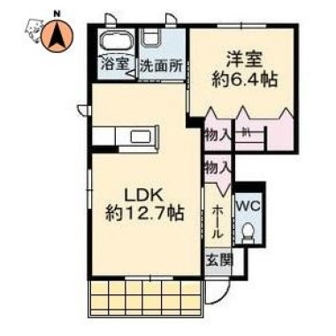 花ぽーと A棟 A102の間取り図