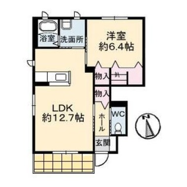 花ぽーと A棟 D101の間取り図