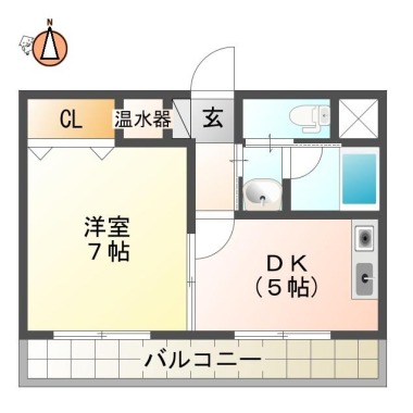 南末広町 アパート 1DK 201の間取り図