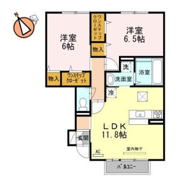 ウィズ山城 C棟 102の間取り図