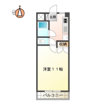 中常三島町 マンション 1K 302の間取り図