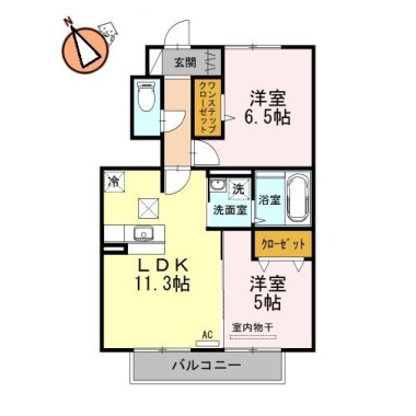 ロン・ラポール A棟 102の間取り図