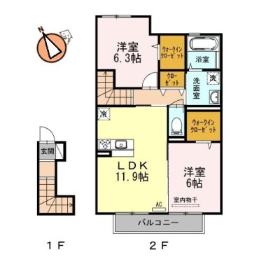 ロン・ラポール A棟 202の間取り図