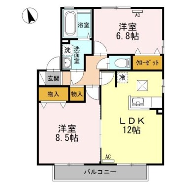 グランシャリオA棟 A101の間取り図