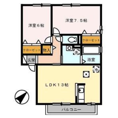 グランシャリオA棟 C102の間取り図