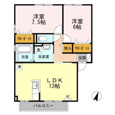 グランシャリオA棟 C201の間取り図