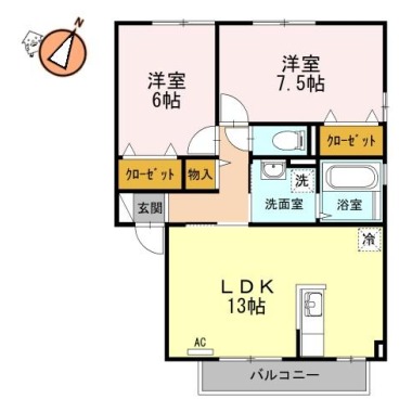 グランシャリオA棟 D102の間取り図