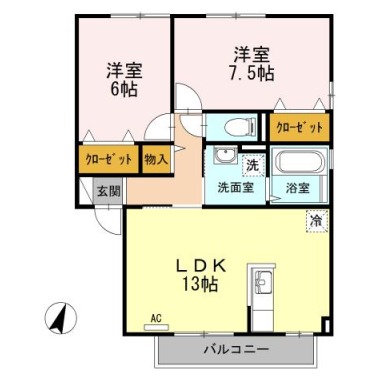 グランシャリオA棟 D202の間取り図