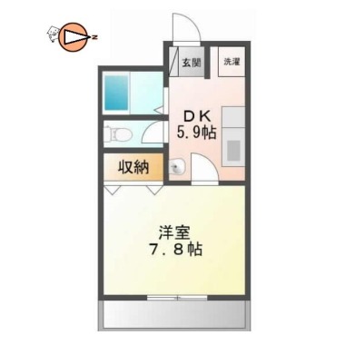 安宅 マンション 1DK 205の間取り図