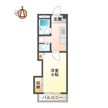 中前川町 マンション 1DK 205の間取り図
