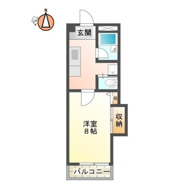 中前川町 マンション 1DK 301の間取り図