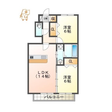 住吉 アパート 2LDK 103の間取り図