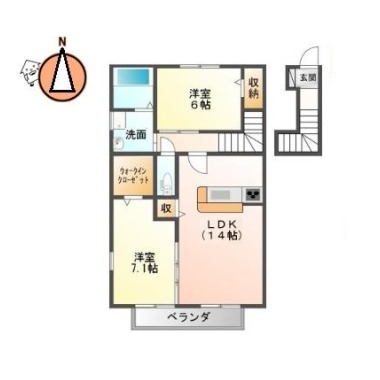 住吉 アパート 2LDK 203の間取り図