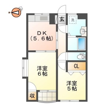 南佐古六番町 マンション 2DK 101の間取り図