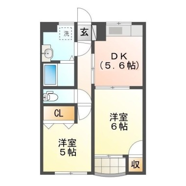 南佐古六番町 マンション 2DK 102の間取り図