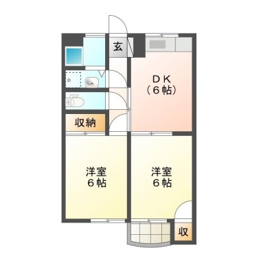 南佐古六番町 マンション 2DK 203の間取り図