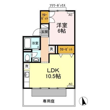 セジュール笹川 105の間取り図