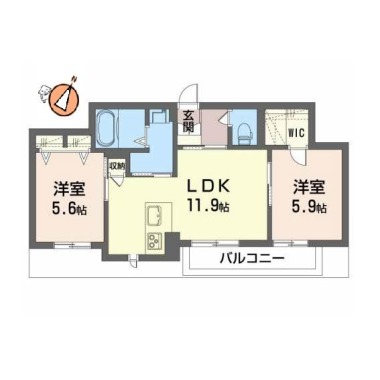 ベレオ名東 202の間取り図