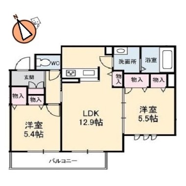 ベレオ中島田 102の間取り図