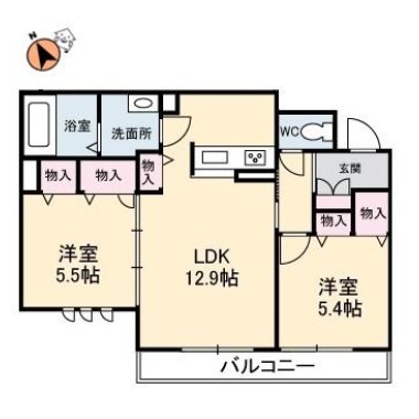 ベレオ中島田 103の間取り図